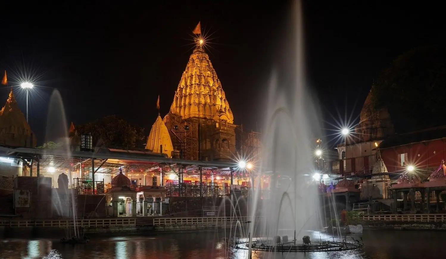 Mahakaleshwar temple lit at night